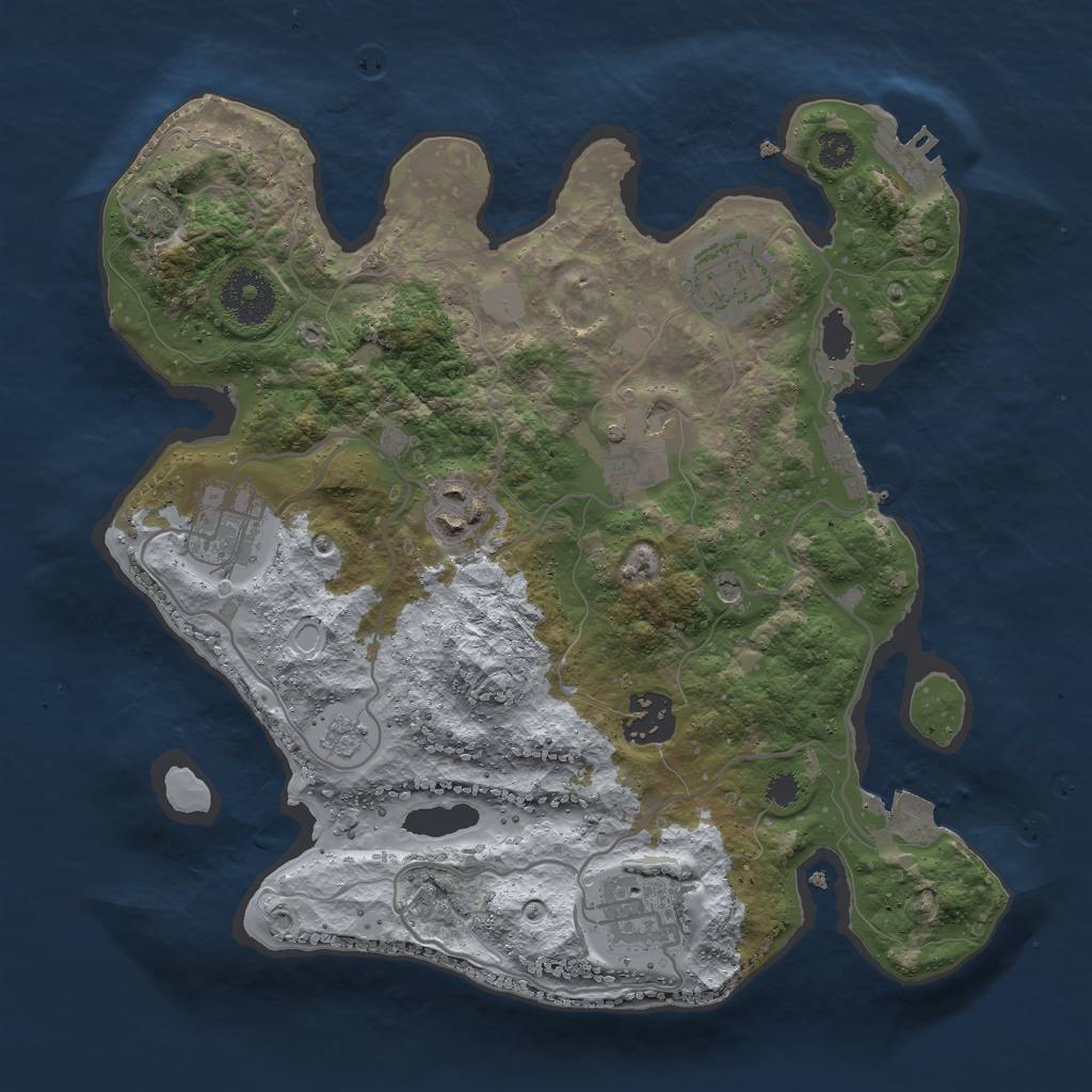 Rust Map: Procedural Map, Size: 3000, Seed: 69767, 14 Monuments