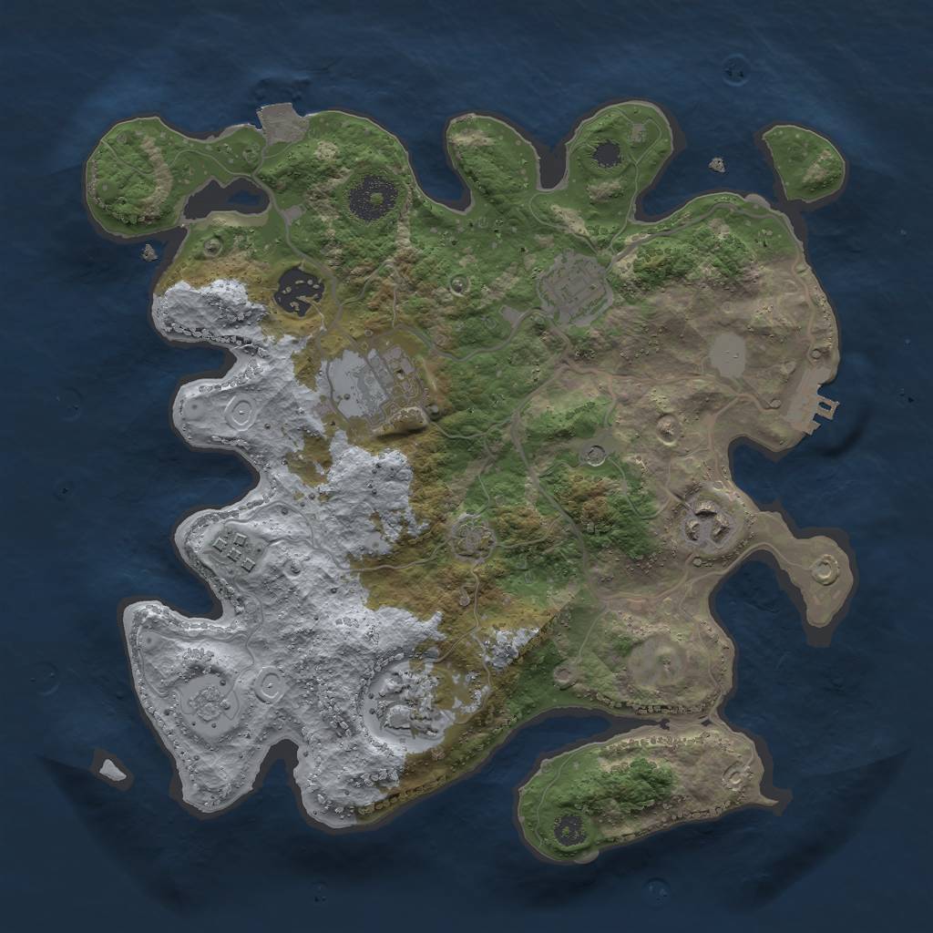 Rust Map: Procedural Map, Size: 3000, Seed: 19334, 13 Monuments