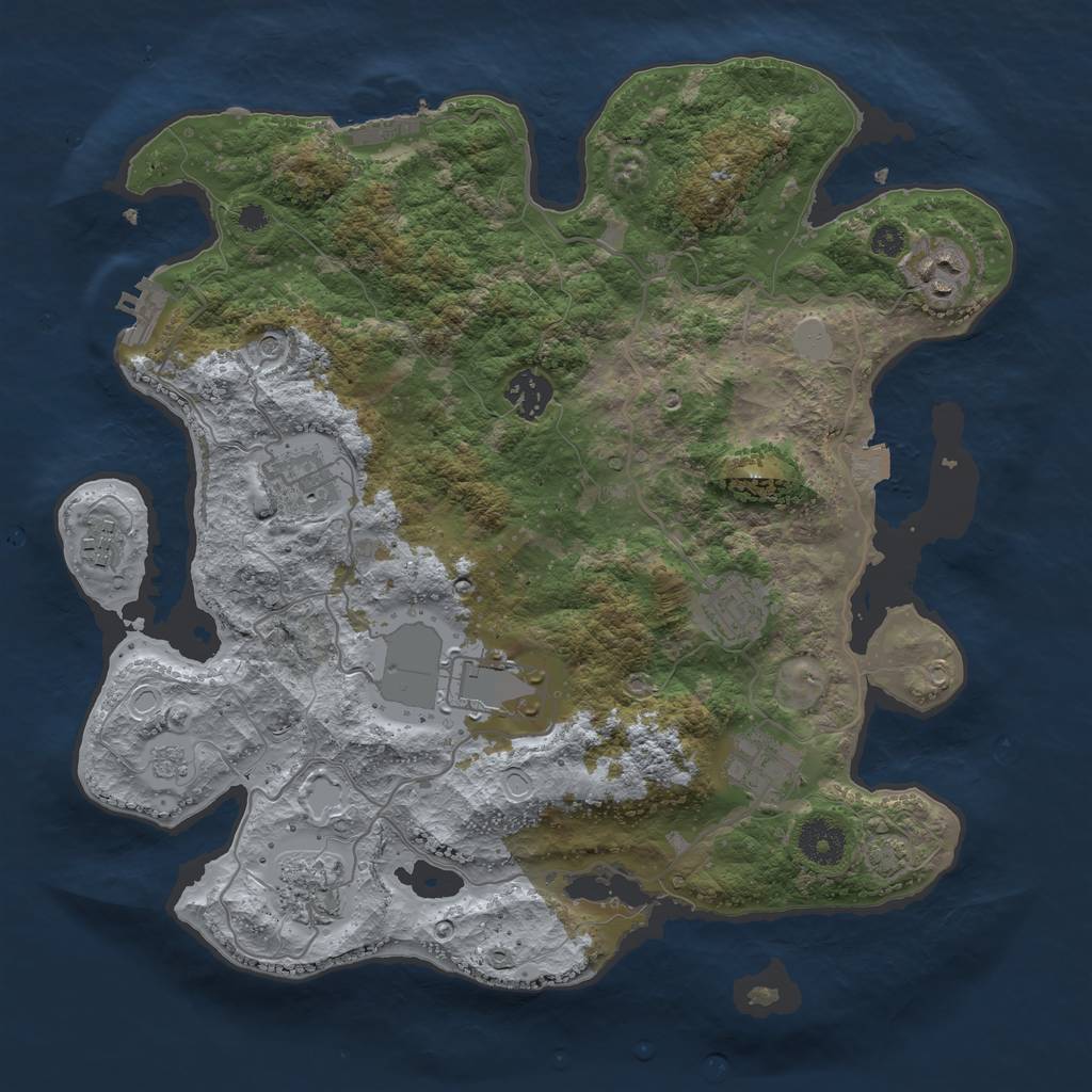 Rust Map: Procedural Map, Size: 3500, Seed: 330139426, 16 Monuments