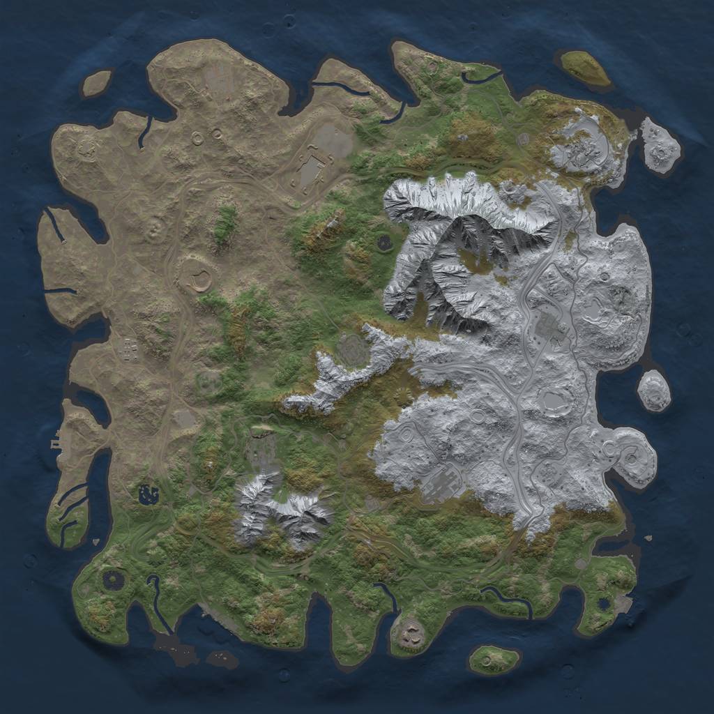 Rust Map: Procedural Map, Size: 5000, Seed: 58624, 19 Monuments