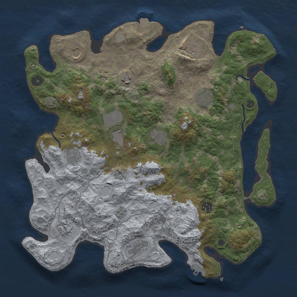 Rust Map: Procedural Map, Size: 4000, Seed: 91827365, 18 Monuments