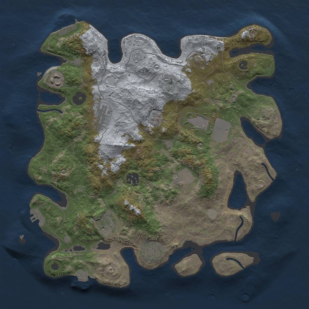 Rust Map: Procedural Map, Size: 3500, Seed: 1555130810, 17 Monuments