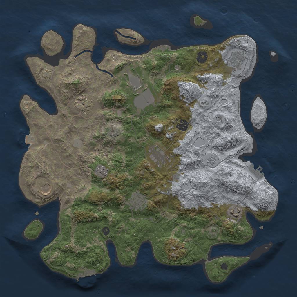 Rust Map: Procedural Map, Size: 3800, Seed: 1851016224, 17 Monuments