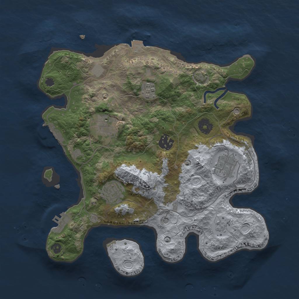 Rust Map: Procedural Map, Size: 3000, Seed: 634943907, 13 Monuments