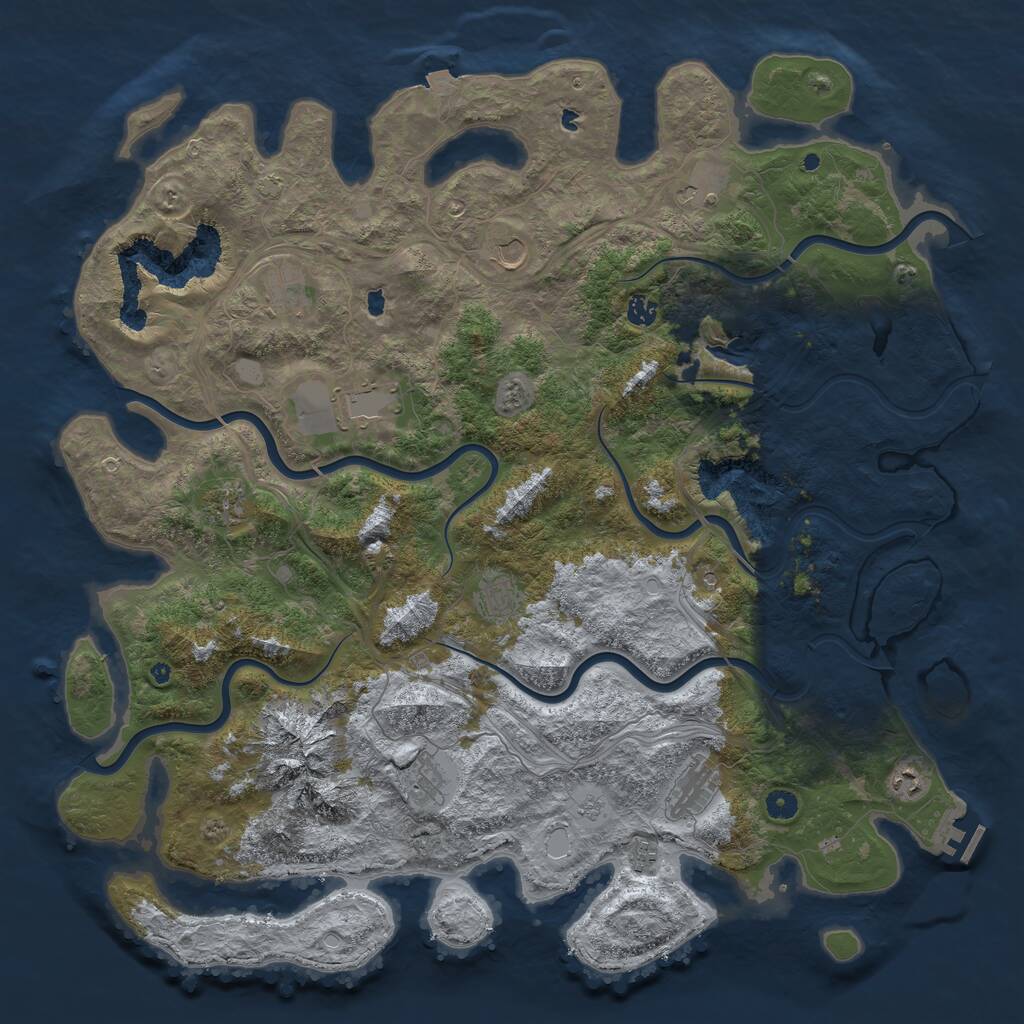 Rust Map: Procedural Map, Size: 5000, Seed: 7048736, 16 Monuments