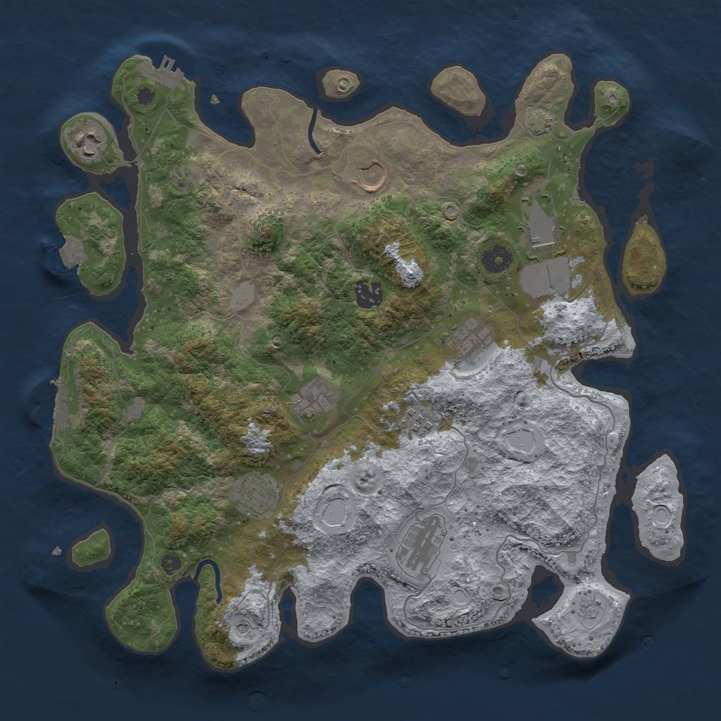 Rust Map: Procedural Map, Size: 3700, Seed: 710647167, 17 Monuments