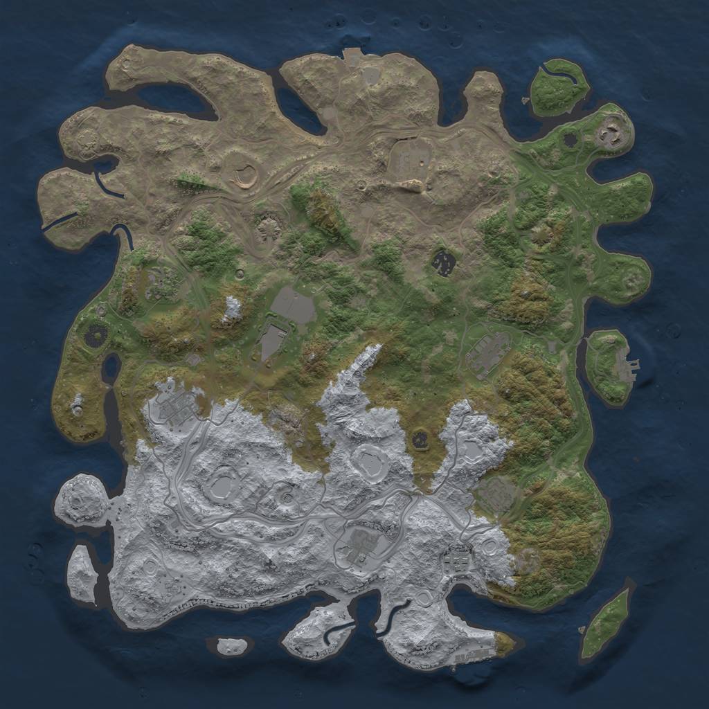 Rust Map: Procedural Map, Size: 4500, Seed: 1993250547, 19 Monuments
