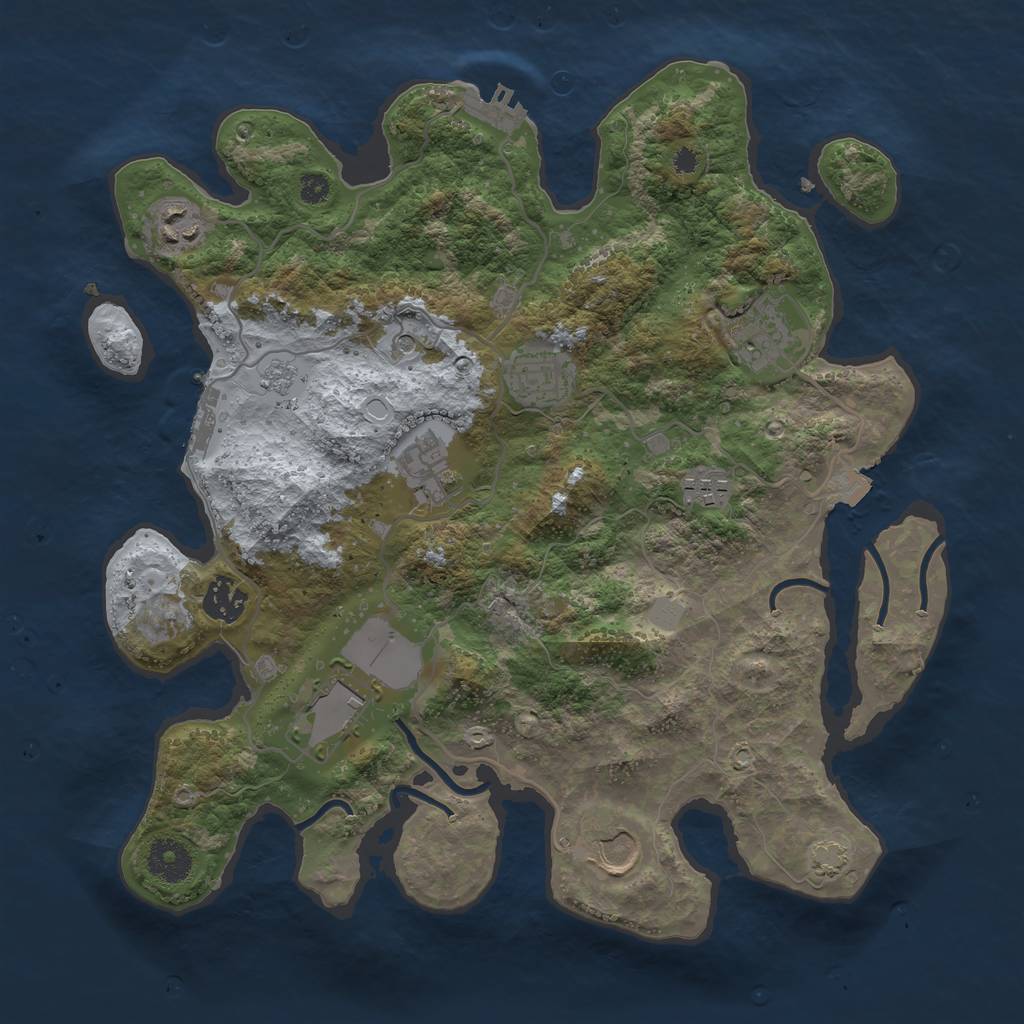 Rust Map: Procedural Map, Size: 3500, Seed: 25589, 16 Monuments