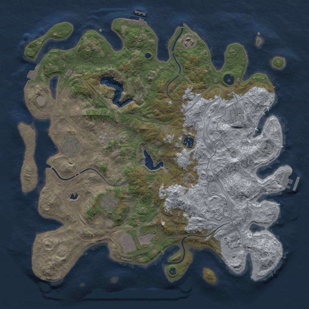 Rust Map: Procedural Map, Size: 4300, Seed: 11321, 14 Monuments