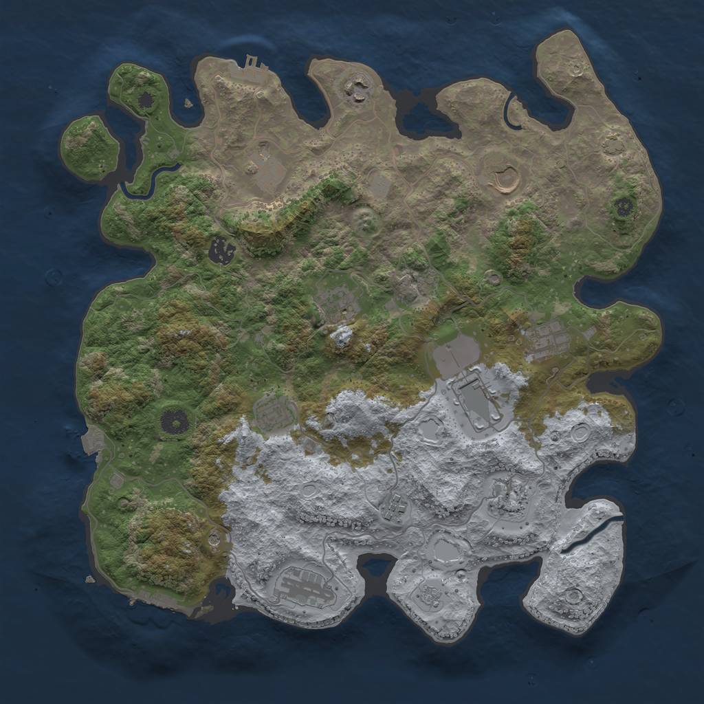 Rust Map: Procedural Map, Size: 3900, Seed: 88865177, 19 Monuments