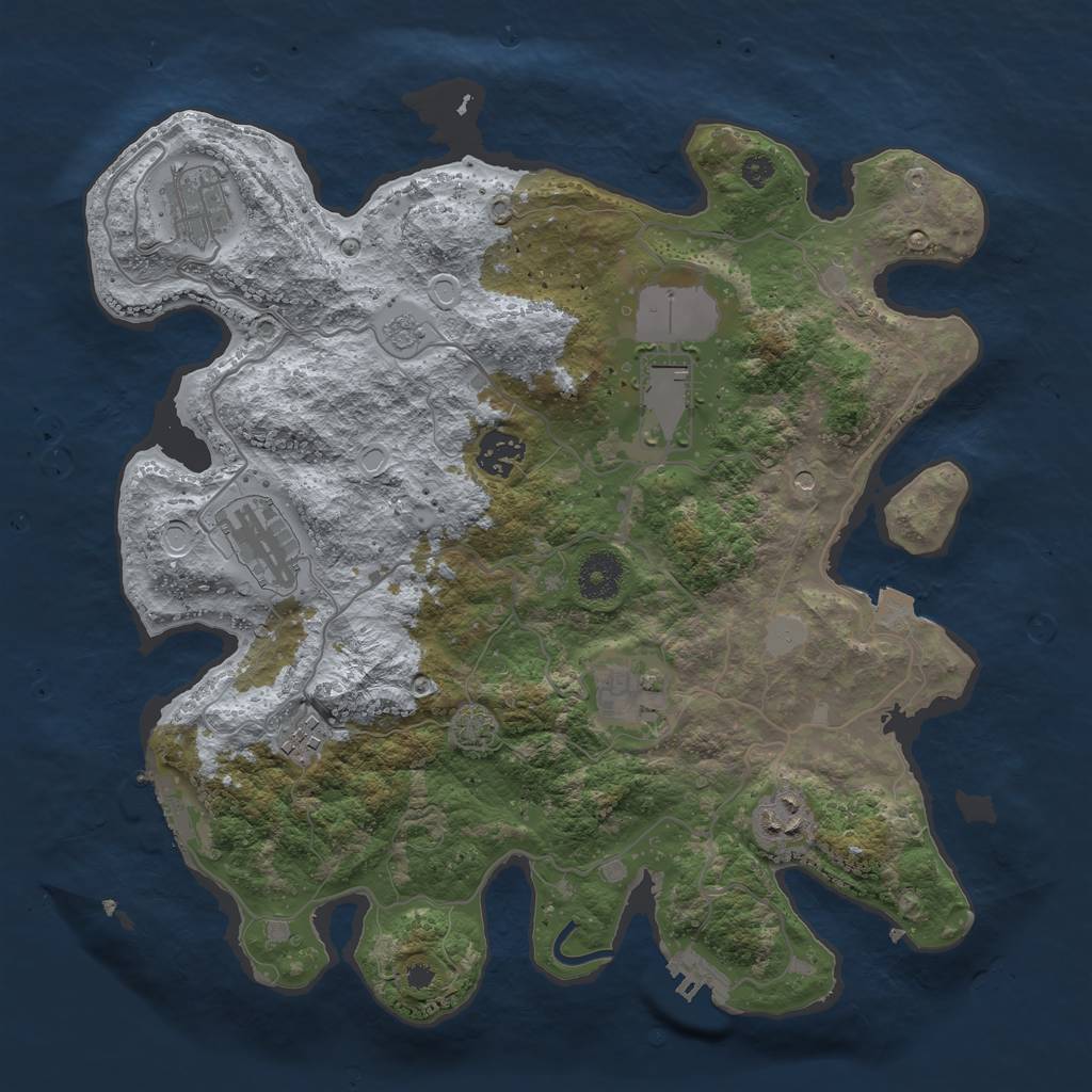 Rust Map: Procedural Map, Size: 3500, Seed: 881765598, 15 Monuments