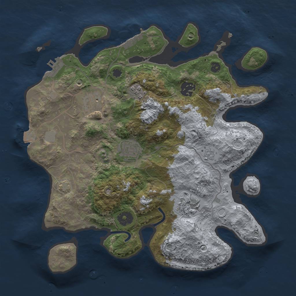Rust Map: Procedural Map, Size: 3000, Seed: 29297, 12 Monuments