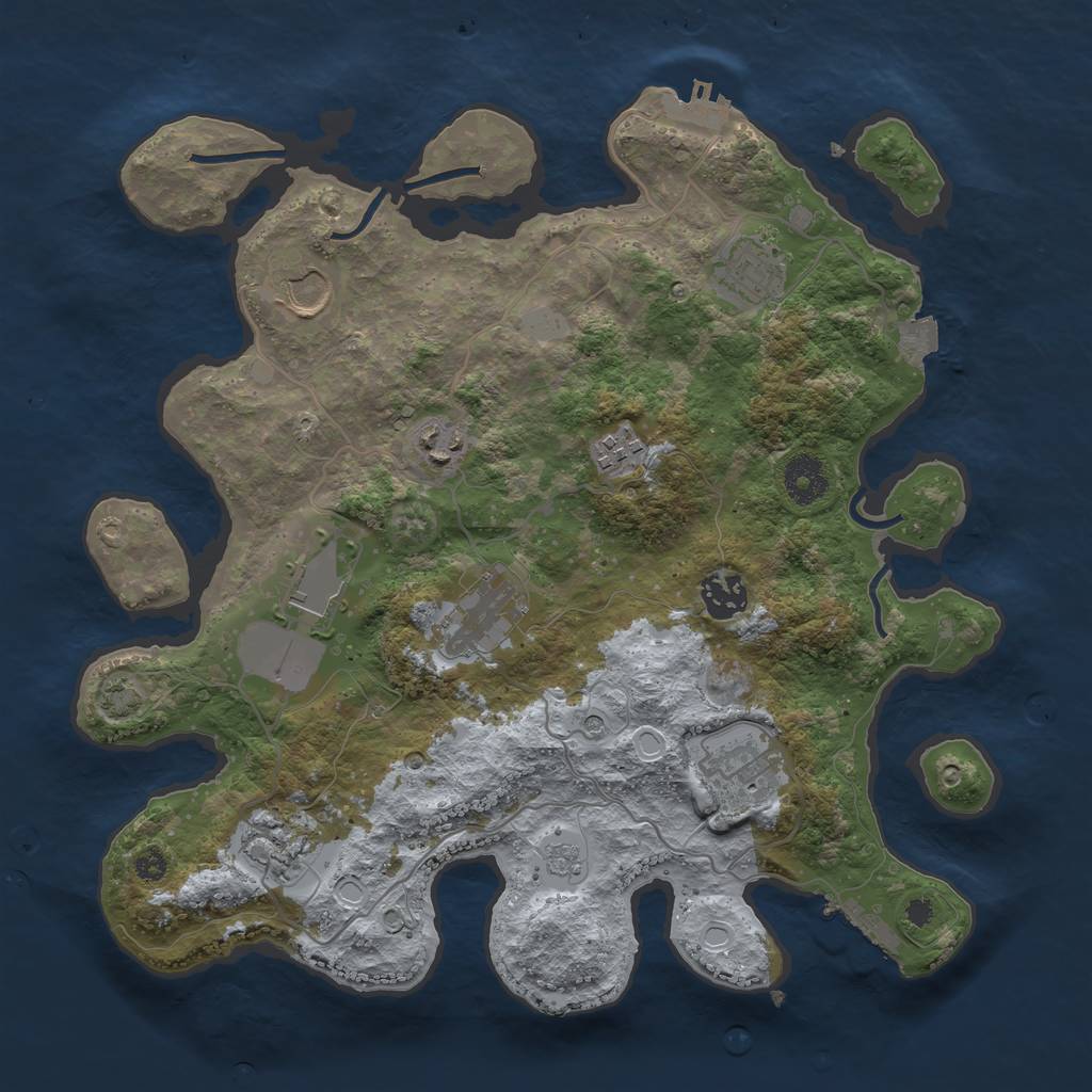 Rust Map: Procedural Map, Size: 3500, Seed: 1683984512, 17 Monuments