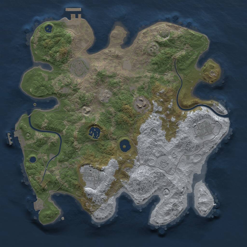 Rust Map: Procedural Map, Size: 3200, Seed: 20, 12 Monuments