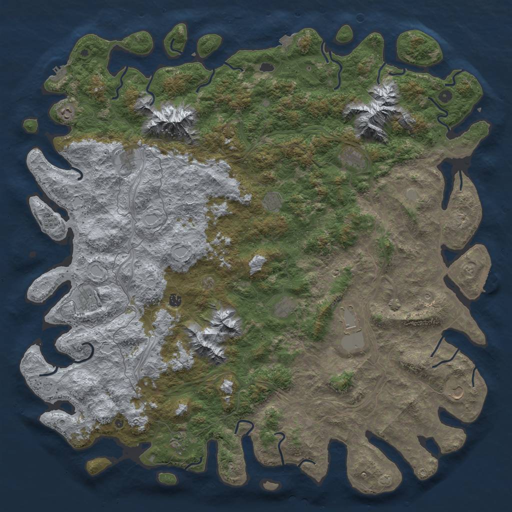 Rust Map: Procedural Map, Size: 6000, Seed: 1236037597, 19 Monuments