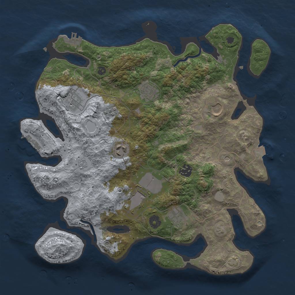 Rust Map: Procedural Map, Size: 3500, Seed: 3475831, 16 Monuments