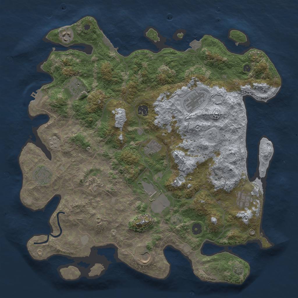 Rust Map: Procedural Map, Size: 4096, Seed: 1908047284, 19 Monuments