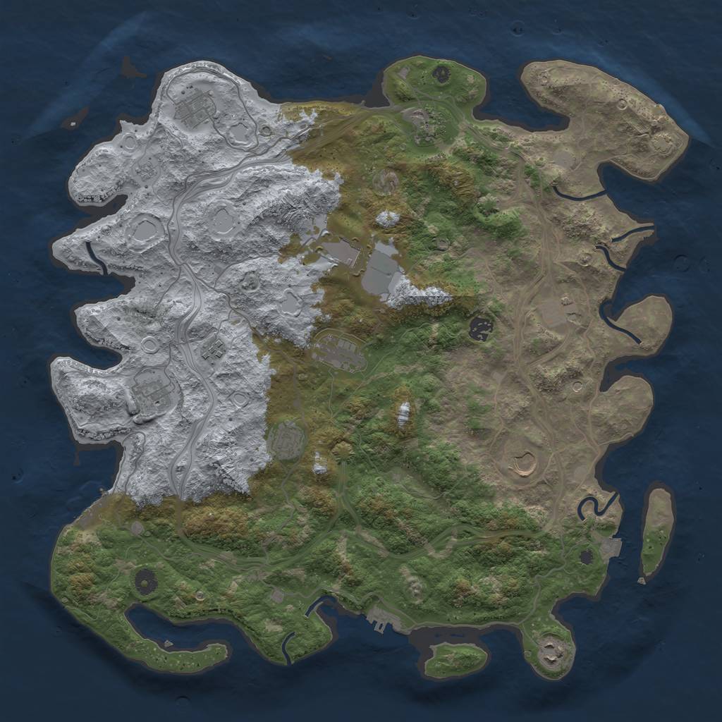 Rust Map: Procedural Map, Size: 4500, Seed: 324956167, 19 Monuments