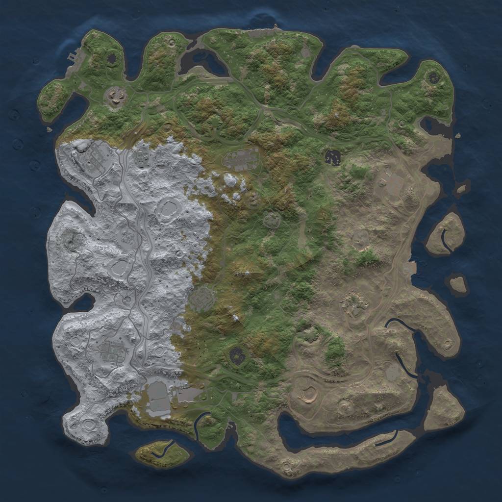 Rust Map: Procedural Map, Size: 4500, Seed: 7702020, 19 Monuments