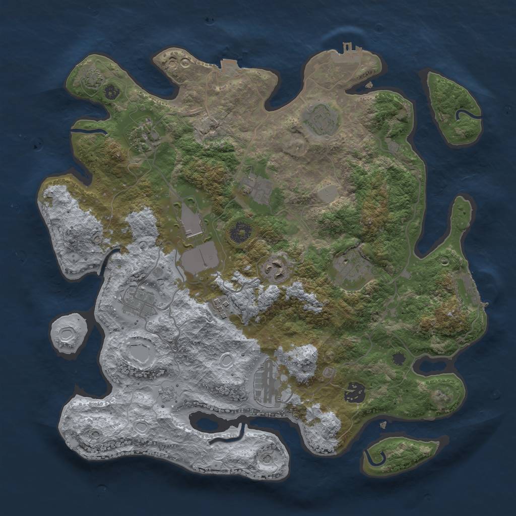 Rust Map: Procedural Map, Size: 3600, Seed: 1344024028, 18 Monuments