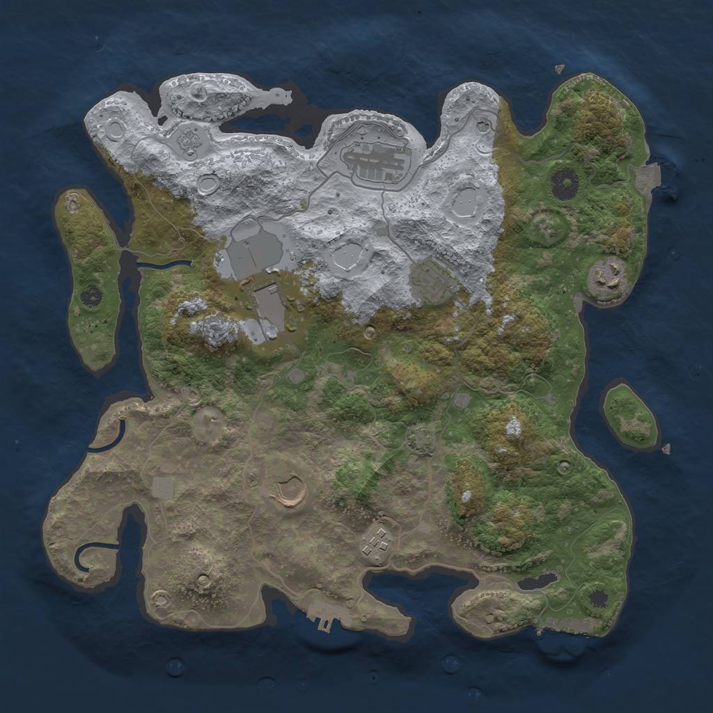 Rust Map: Procedural Map, Size: 3500, Seed: 1753784158, 14 Monuments
