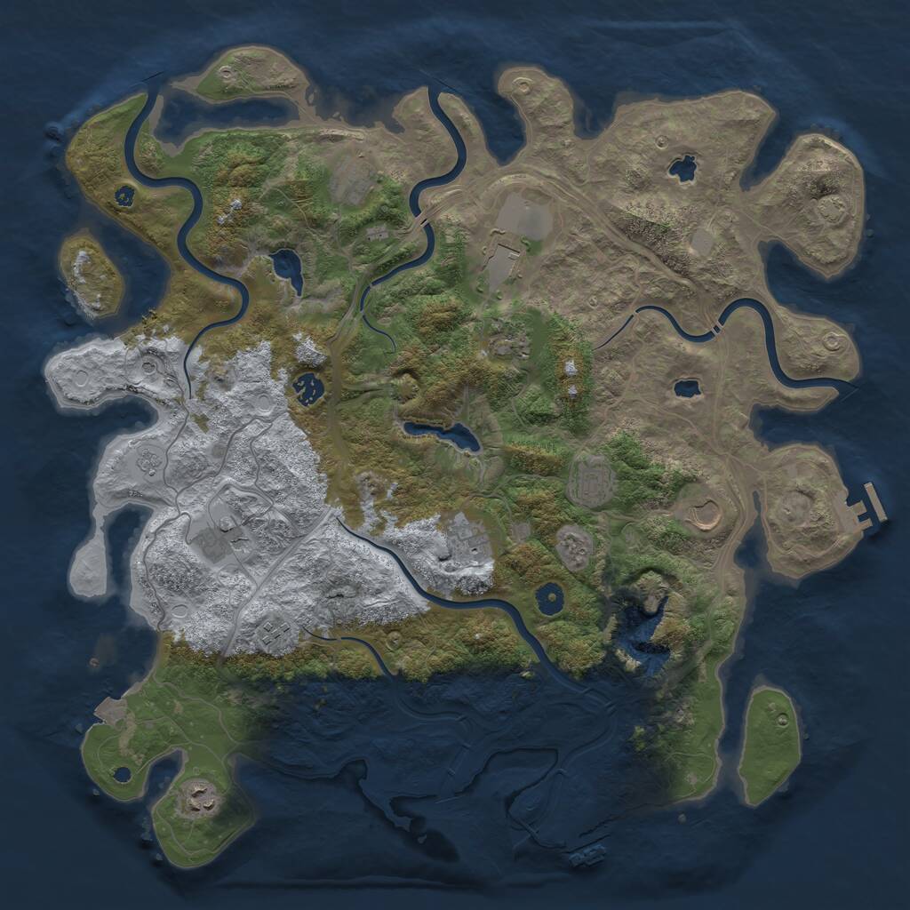Rust Map: Procedural Map, Size: 4500, Seed: 7542025, 16 Monuments