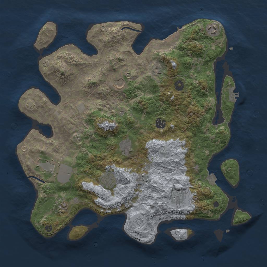 Rust Map: Procedural Map, Size: 3850, Seed: 55634322, 17 Monuments