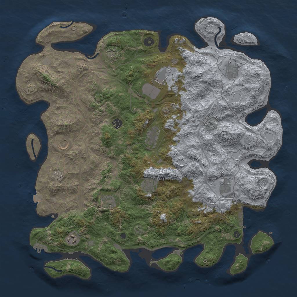 Rust Map: Procedural Map, Size: 4500, Seed: 1865008640, 19 Monuments