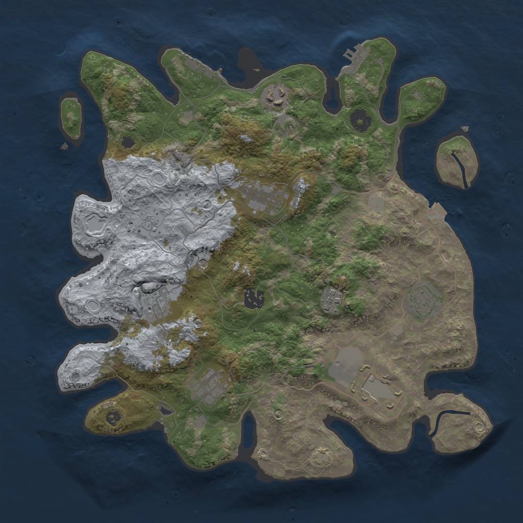 Rust Map: Procedural Map, Size: 3600, Seed: 482228670, 16 Monuments