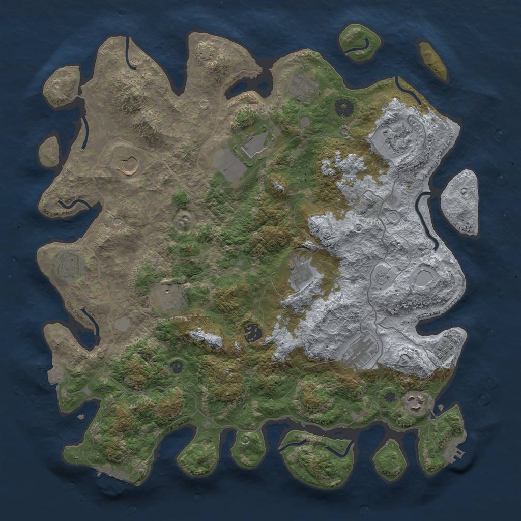 Rust Map: Procedural Map, Size: 4150, Seed: 488805596, 19 Monuments
