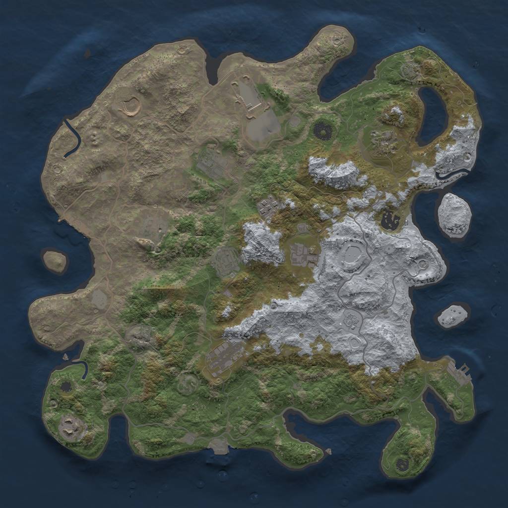 Rust Map: Procedural Map, Size: 4000, Seed: 1365361796, 19 Monuments