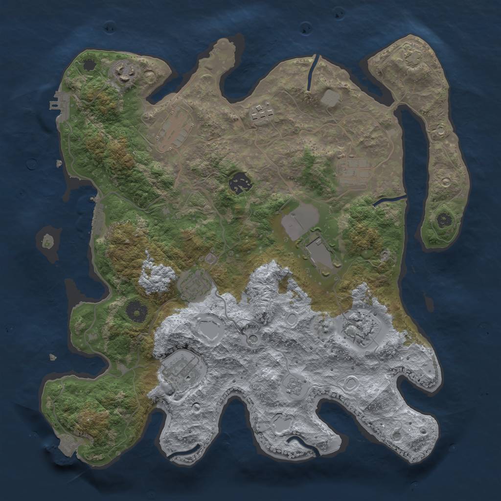 Rust Map: Procedural Map, Size: 3500, Seed: 1175736530, 17 Monuments