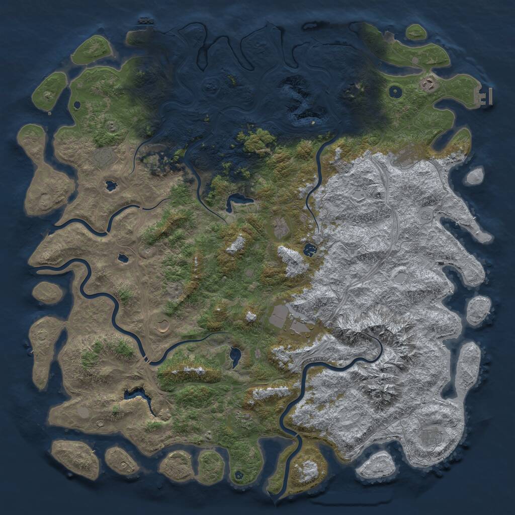 Rust Map: Procedural Map, Size: 6000, Seed: 974512614, 17 Monuments