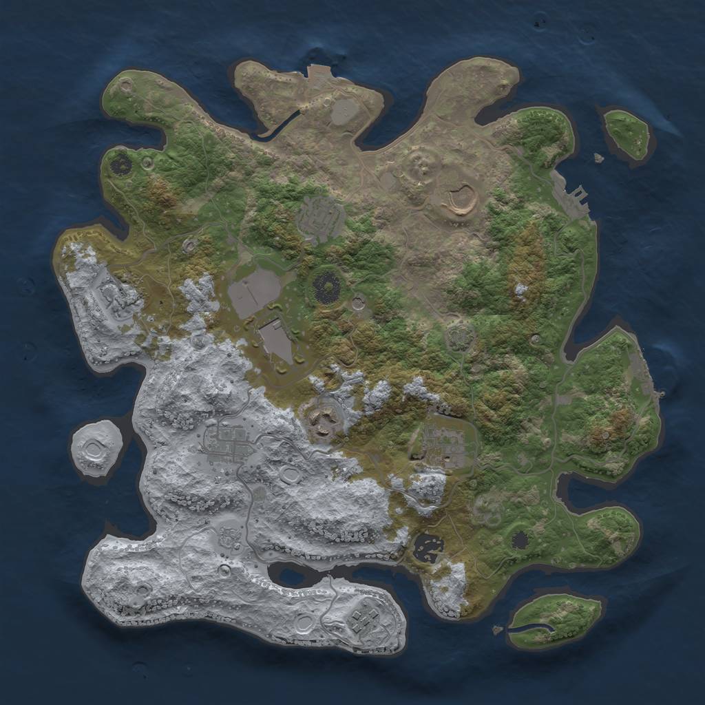 Rust Map: Procedural Map, Size: 3500, Seed: 1344024028, 17 Monuments