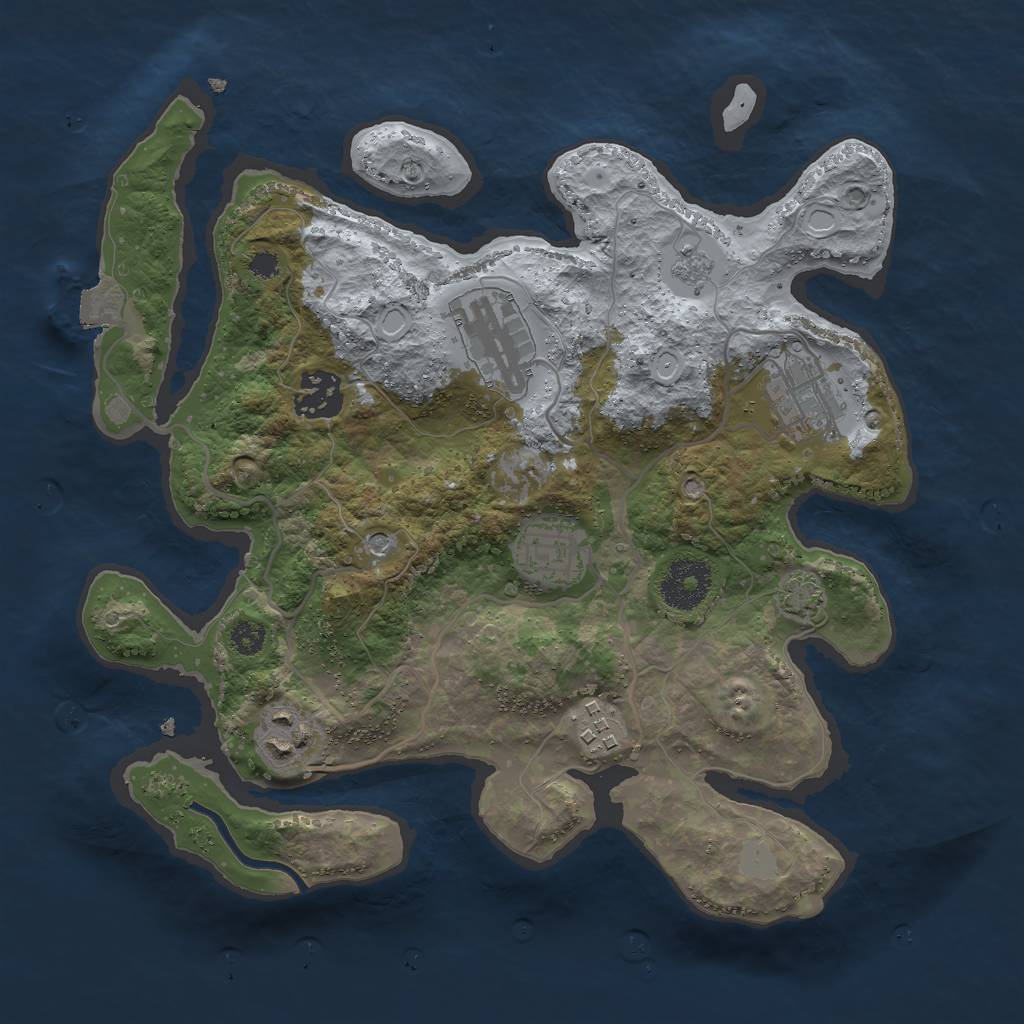 Rust Map: Procedural Map, Size: 3000, Seed: 487681413, 12 Monuments