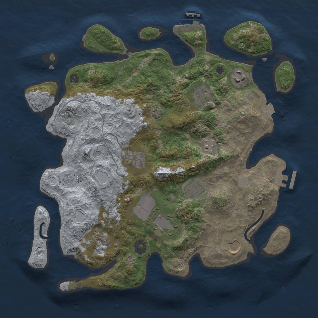 Rust Map: Procedural Map, Size: 3500, Seed: 394409656, 14 Monuments