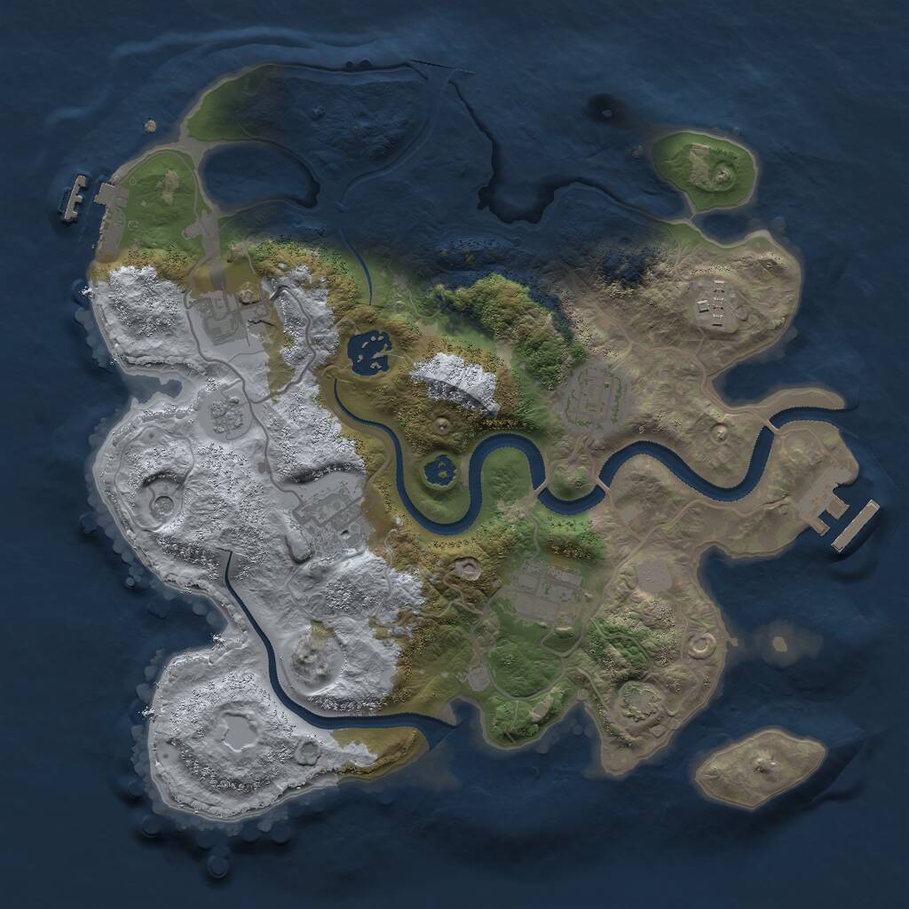 Rust Map: Procedural Map, Size: 3000, Seed: 663022557, 12 Monuments