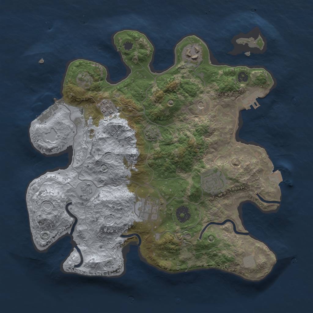 Rust Map: Procedural Map, Size: 3000, Seed: 19095, 12 Monuments