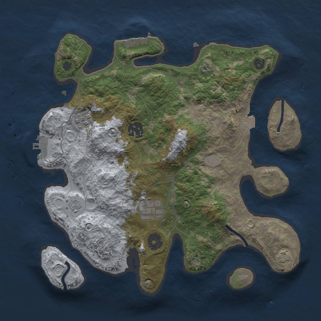 Rust Map: Procedural Map, Size: 3000, Seed: 2907, 10 Monuments