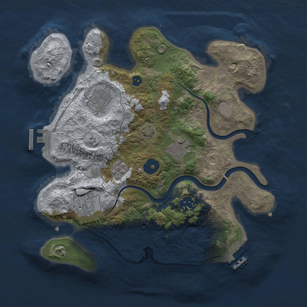 Rust Map: Procedural Map, Size: 3000, Seed: 41574, 10 Monuments