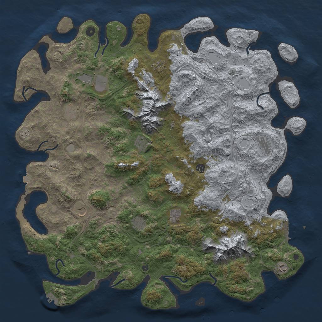 Rust Map: Procedural Map, Size: 5250, Seed: 33423442, 19 Monuments