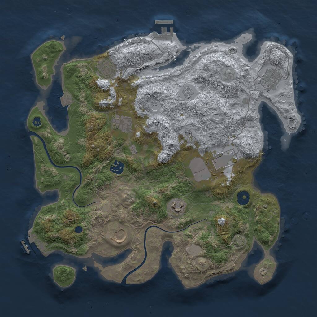 Rust Map: Procedural Map, Size: 3500, Seed: 67725, 13 Monuments