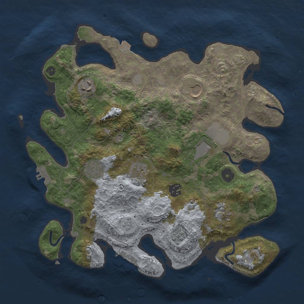 Rust Map: Procedural Map, Size: 3500, Seed: 982251963, 16 Monuments