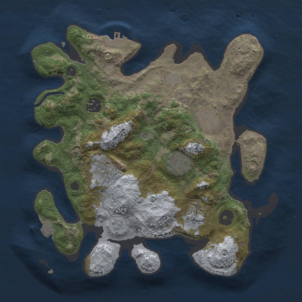 Rust Map: Procedural Map, Size: 3000, Seed: 1623463, 12 Monuments