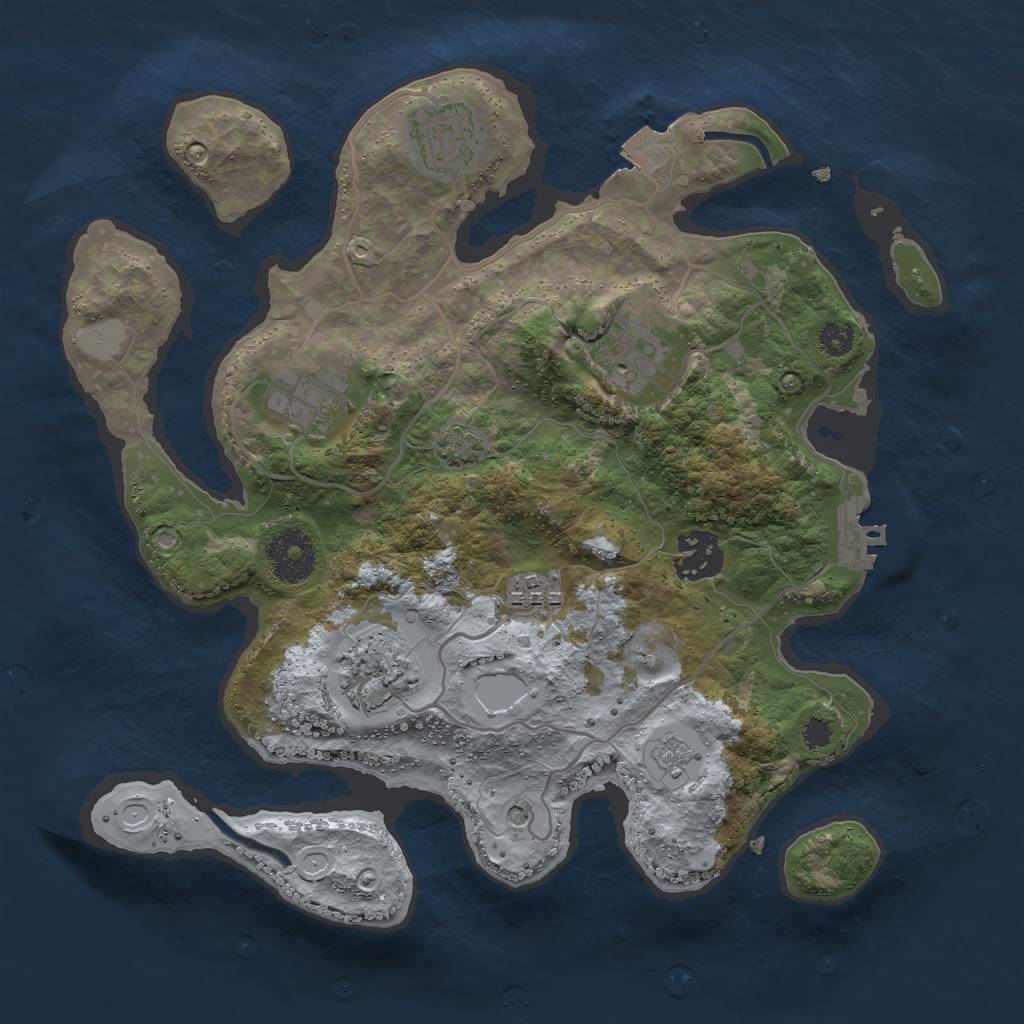 Rust Map: Procedural Map, Size: 3000, Seed: 2066940230, 13 Monuments