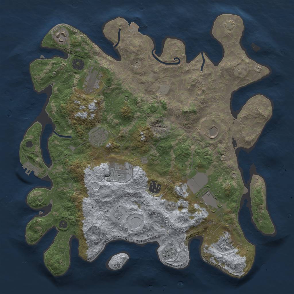 Rust Map: Procedural Map, Size: 3650, Seed: 8675309, 16 Monuments