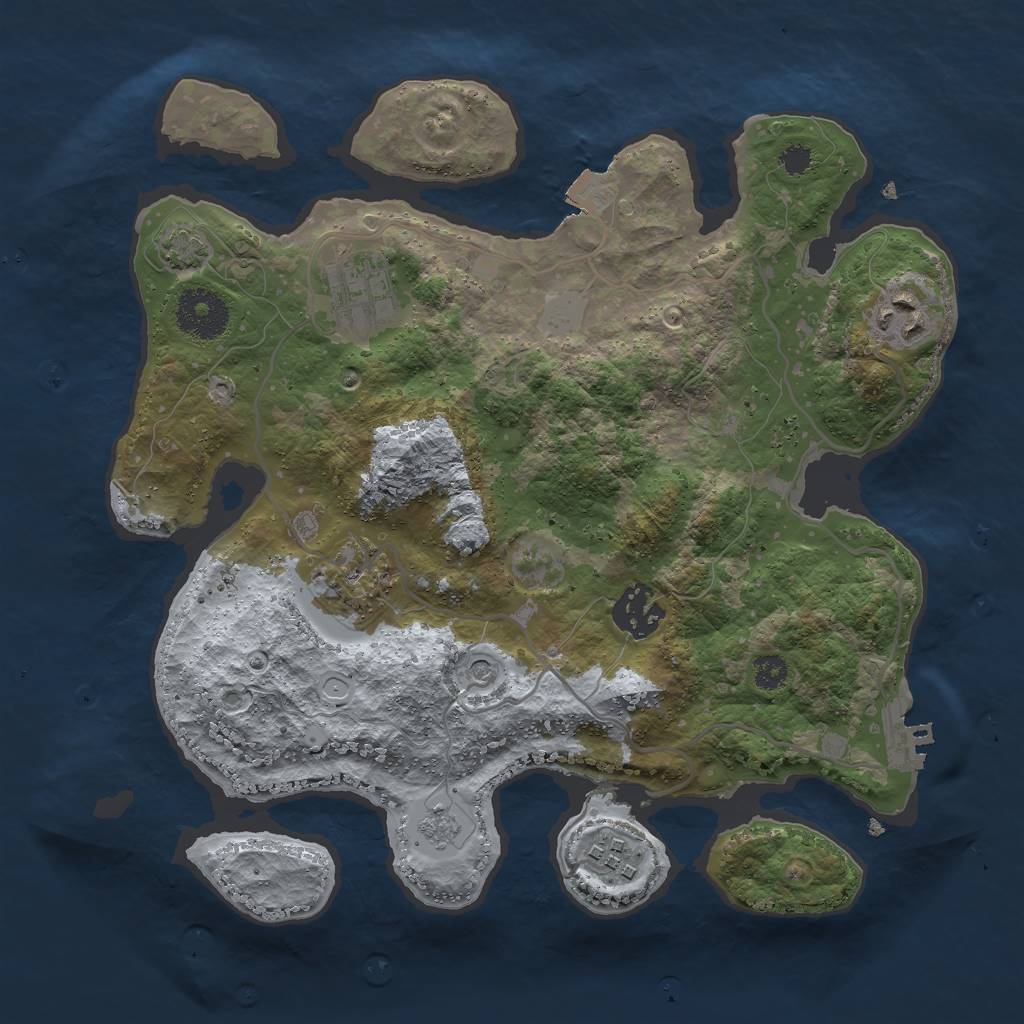 Rust Map: Procedural Map, Size: 3000, Seed: 222073978, 12 Monuments