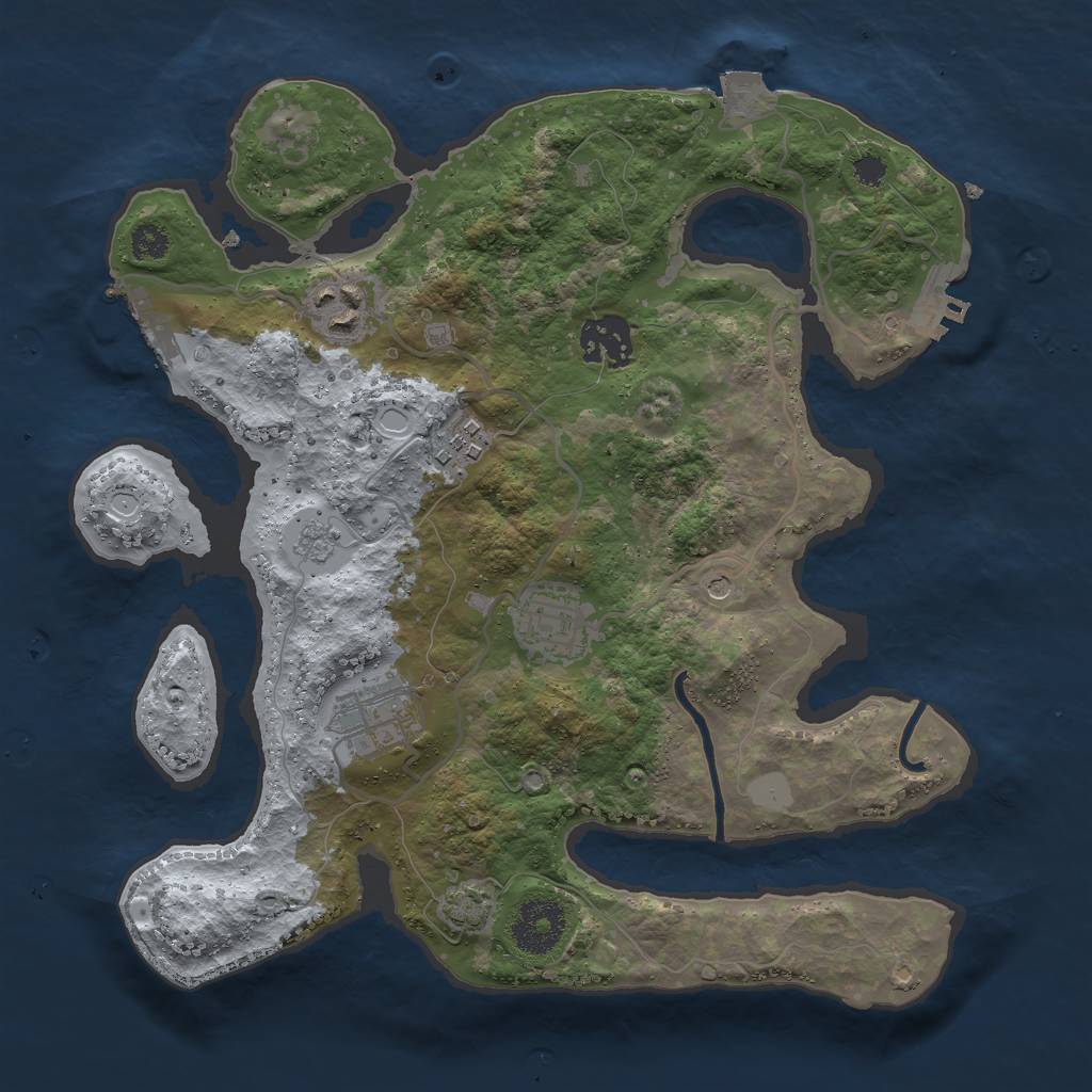 Rust Map: Procedural Map, Size: 3000, Seed: 33367, 13 Monuments