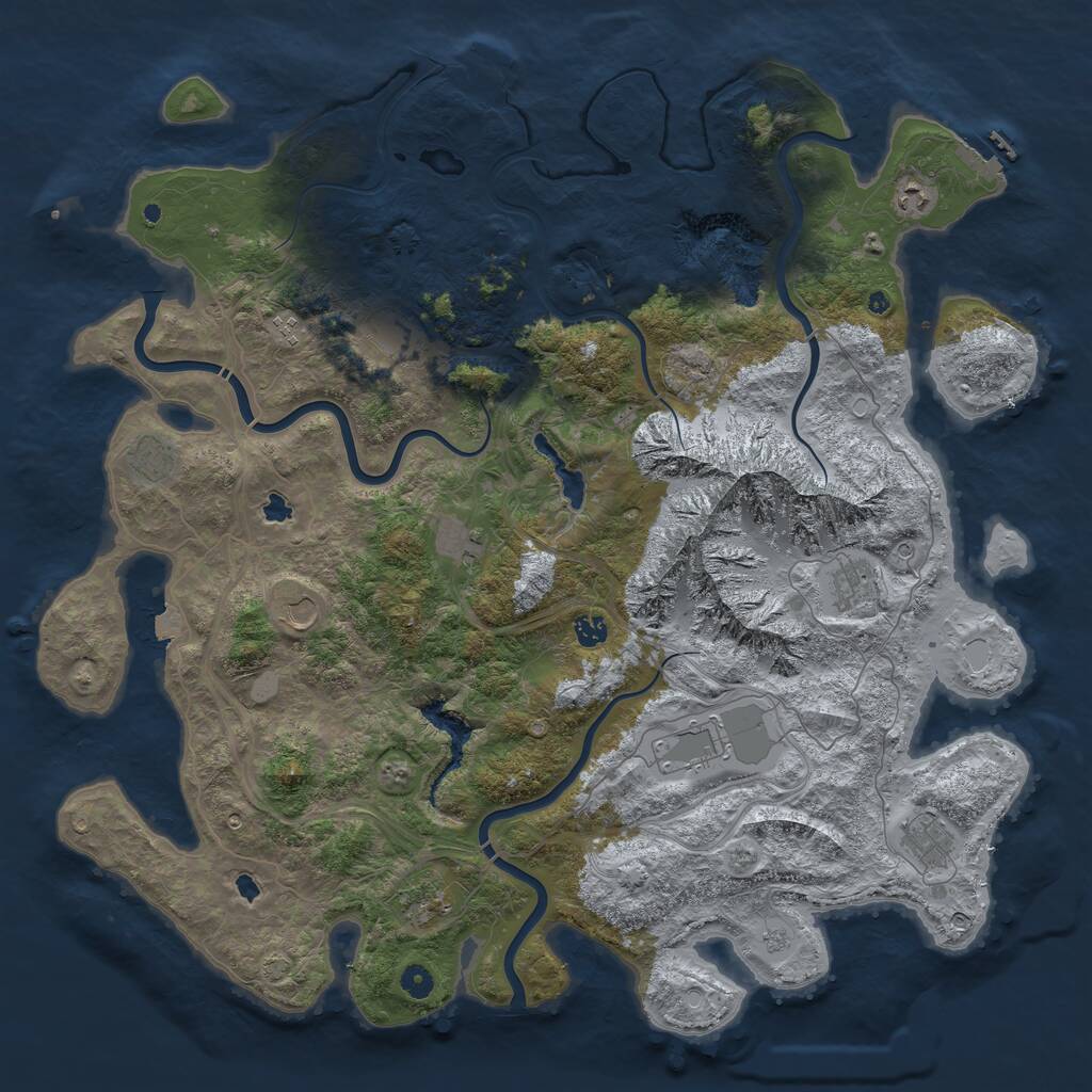 Rust Map: Procedural Map, Size: 5000, Seed: 20200806, 17 Monuments