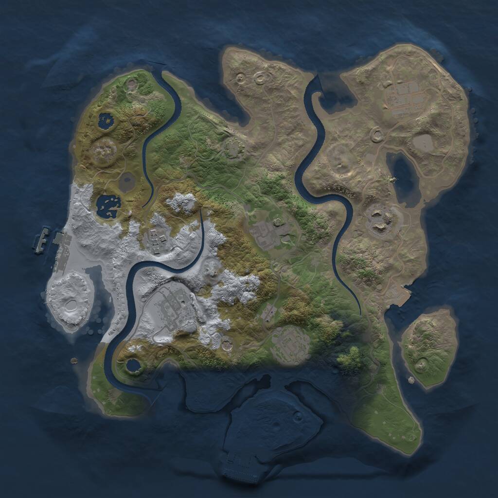Rust Map: Procedural Map, Size: 3000, Seed: 32140, 12 Monuments